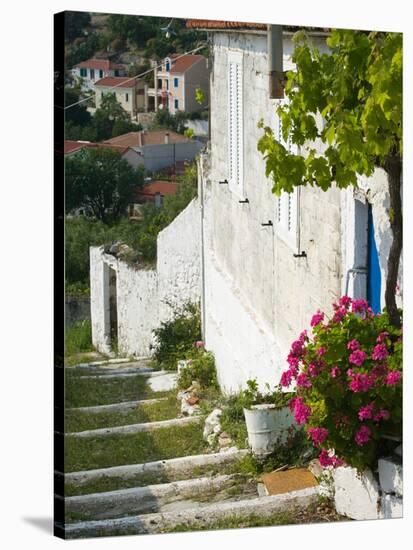 Hillside Vacation Villa Detail, Assos, Kefalonia, Ionian Islands, Greece-Walter Bibikow-Stretched Canvas
