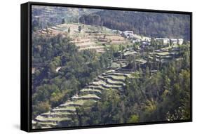Hillside Village and Terraced Fields, Dhulikhel, Kathmandu Valley, Nepal, Asia-Ian Trower-Framed Stretched Canvas