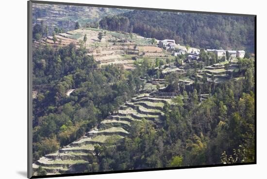 Hillside Village and Terraced Fields, Dhulikhel, Kathmandu Valley, Nepal, Asia-Ian Trower-Mounted Photographic Print