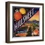 Hillsweet Brand - Porterville, California - Citrus Crate Label-Lantern Press-Framed Art Print