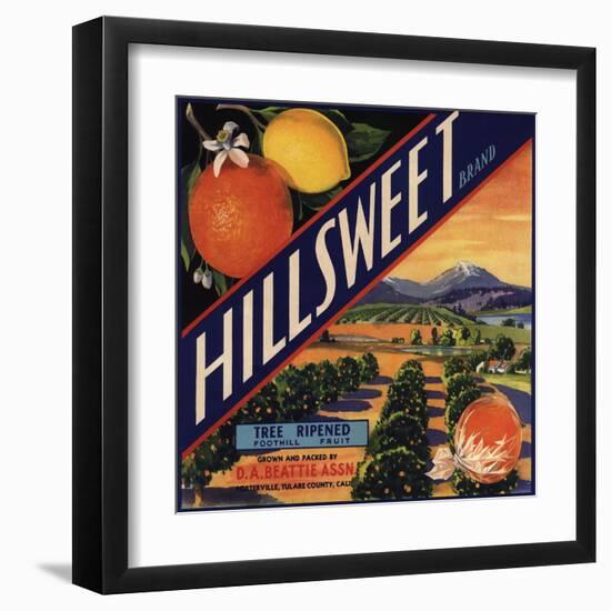 Hillsweet Brand - Porterville, California - Citrus Crate Label-Lantern Press-Framed Art Print