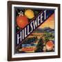 Hillsweet Brand - Porterville, California - Citrus Crate Label-Lantern Press-Framed Art Print