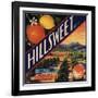 Hillsweet Brand - Porterville, California - Citrus Crate Label-Lantern Press-Framed Art Print