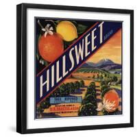 Hillsweet Brand - Porterville, California - Citrus Crate Label-Lantern Press-Framed Art Print