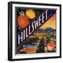 Hillsweet Brand - Porterville, California - Citrus Crate Label-Lantern Press-Framed Art Print