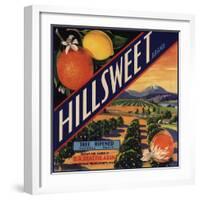 Hillsweet Brand - Porterville, California - Citrus Crate Label-Lantern Press-Framed Art Print