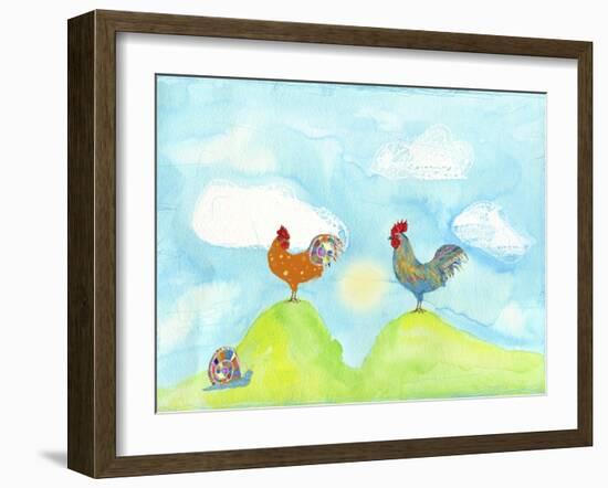 Hilltop Roosters-Ingrid Blixt-Framed Art Print