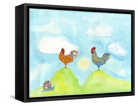 Hilltop Roosters-Ingrid Blixt-Framed Stretched Canvas