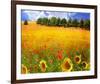 Hilltop Trees with Poppies I-Chris Vest-Framed Art Print