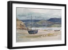 Hilly Coast Scene with Boats, 19th Century-John Absolon-Framed Premium Giclee Print