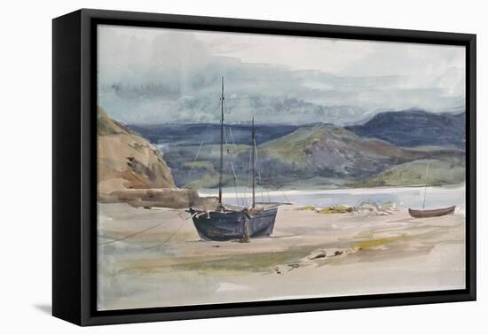 Hilly Coast Scene with Boats, 19th Century-John Absolon-Framed Stretched Canvas