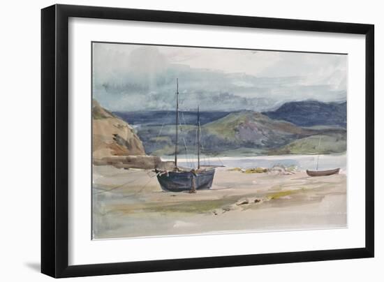 Hilly Coast Scene with Boats, 19th Century-John Absolon-Framed Giclee Print