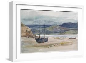 Hilly Coast Scene with Boats, 19th Century-John Absolon-Framed Giclee Print