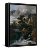 Hilly Landscape with a Waterfall-Jacob Isaacksz Van Ruisdael-Framed Stretched Canvas