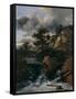 Hilly Landscape with a Waterfall-Jacob Isaacksz Van Ruisdael-Framed Stretched Canvas