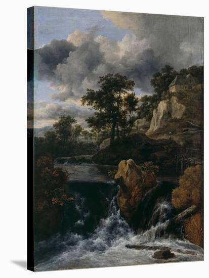 Hilly Landscape with a Waterfall-Jacob Isaacksz Van Ruisdael-Stretched Canvas