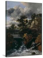 Hilly Landscape with a Waterfall-Jacob Isaacksz Van Ruisdael-Stretched Canvas