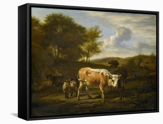 Hilly Landscape with Cows-Adriaen van de Velde-Framed Stretched Canvas