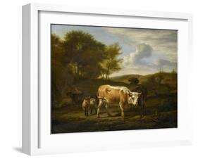 Hilly Landscape with Cows-Adriaen van de Velde-Framed Art Print