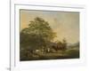 Hilly Landscape with Shepherd, Drover and Cattle-Pieter Gerardus van Os-Framed Art Print