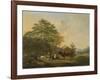 Hilly Landscape with Shepherd, Drover and Cattle-Pieter Gerardus van Os-Framed Art Print