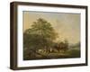 Hilly Landscape with Shepherd, Drover and Cattle-Pieter Gerardus van Os-Framed Art Print