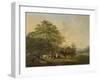 Hilly Landscape with Shepherd, Drover and Cattle-Pieter Gerardus van Os-Framed Art Print