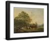 Hilly Landscape with Shepherd, Drover and Cattle-Pieter Gerardus van Os-Framed Art Print