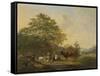Hilly Landscape with Shepherd, Drover and Cattle-Pieter Gerardus van Os-Framed Stretched Canvas