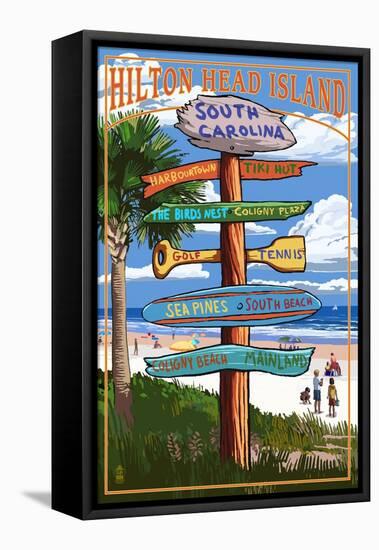 Hilton Head Island, South Carolina - Destination Signs-Lantern Press-Framed Stretched Canvas