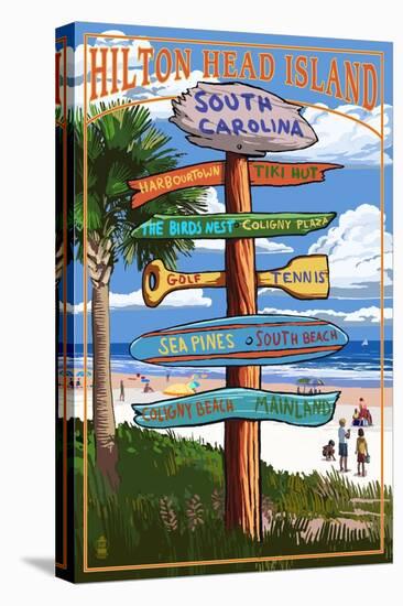 Hilton Head Island, South Carolina - Destination Signs-Lantern Press-Stretched Canvas