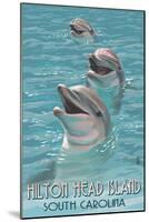 Hilton Head Island, South Carolina - Dolphins-Lantern Press-Mounted Art Print