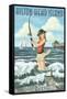 Hilton Head Island, South Carolina - Pinup Surfer Fishing-Lantern Press-Framed Stretched Canvas