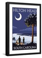 Hilton Head, South Carolina - Beach and Bonfire-Lantern Press-Framed Art Print
