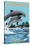 Hilton Head, South Carolina - Dolphins Jumping-Lantern Press-Stretched Canvas