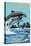 Hilton Head, South Carolina - Dolphins Jumping-Lantern Press-Stretched Canvas