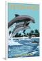 Hilton Head, South Carolina - Dolphins Jumping-Lantern Press-Framed Art Print