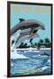 Hilton Head, South Carolina - Dolphins Jumping-Lantern Press-Framed Art Print