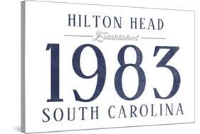 Hilton Head, South Carolina - Established Date (Blue)-Lantern Press-Stretched Canvas