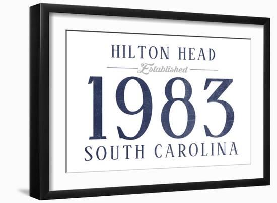 Hilton Head, South Carolina - Established Date (Blue)-Lantern Press-Framed Art Print