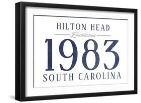 Hilton Head, South Carolina - Established Date (Blue)-Lantern Press-Framed Art Print