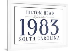 Hilton Head, South Carolina - Established Date (Blue)-Lantern Press-Framed Art Print