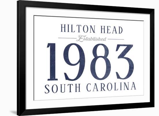 Hilton Head, South Carolina - Established Date (Blue)-Lantern Press-Framed Art Print