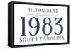 Hilton Head, South Carolina - Established Date (Blue)-Lantern Press-Framed Stretched Canvas