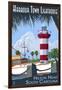 Hilton Head, South Carolina - Harbour Town Lighthouse-Lantern Press-Framed Art Print