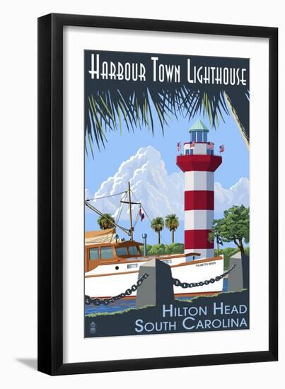 Hilton Head, South Carolina - Harbour Town Lighthouse-Lantern Press-Framed Art Print