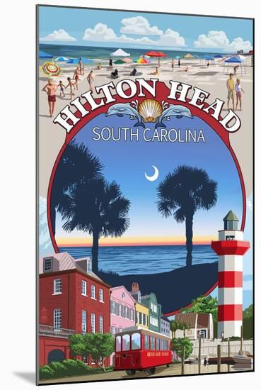 Hilton Head, South Carolina - Montage-Lantern Press-Mounted Art Print