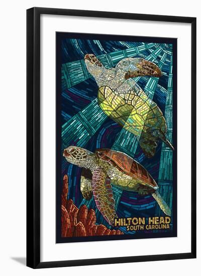 Hilton Head, South Carolina - Mosaic Sea Turtles-Lantern Press-Framed Art Print