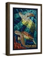 Hilton Head, South Carolina - Mosaic Sea Turtles-Lantern Press-Framed Art Print