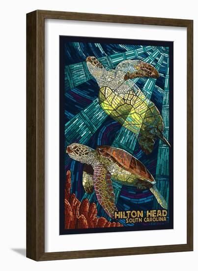 Hilton Head, South Carolina - Mosaic Sea Turtles-Lantern Press-Framed Art Print